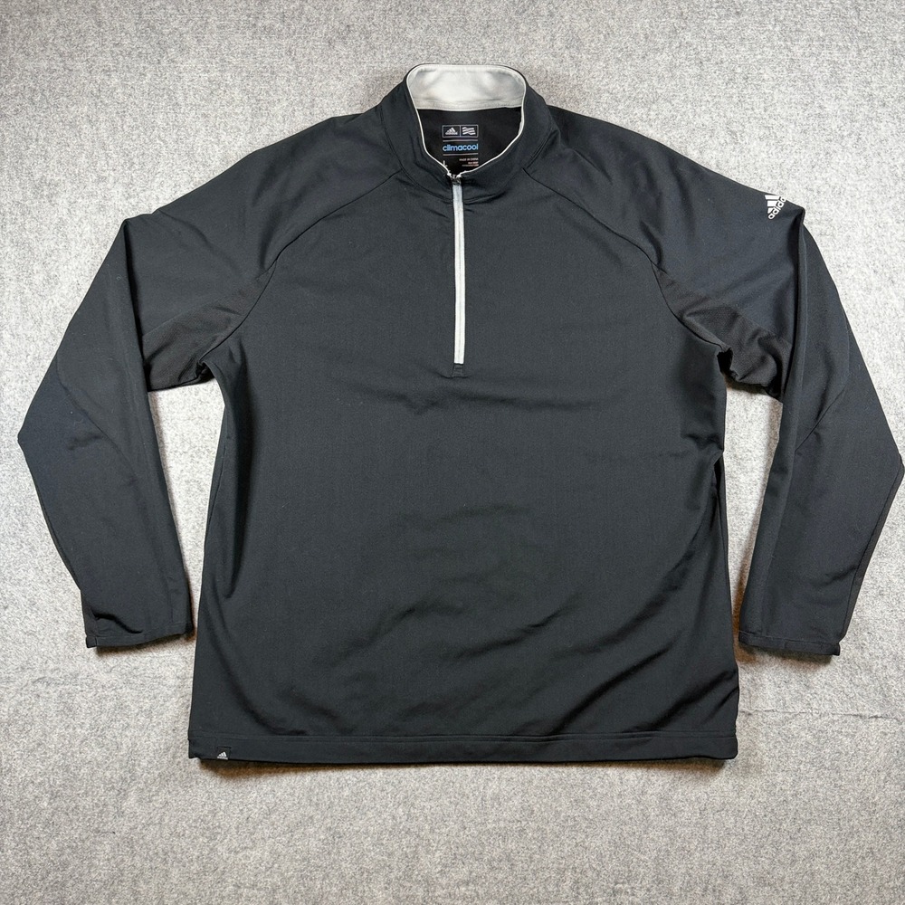 Adidas Mens ClimaCool Quarter Zip Golf Pullover Large Black Lightweight Stretch